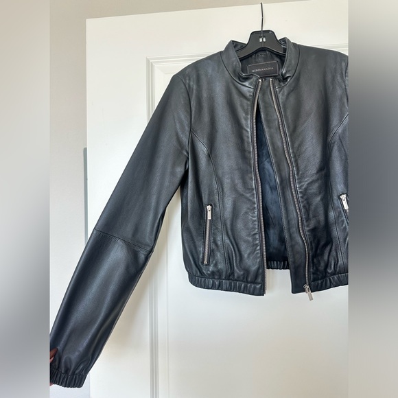 BCBG MAXAZRIA 100% Leather Motorcycle Jacket with silver zippers - Picture 8 of 10